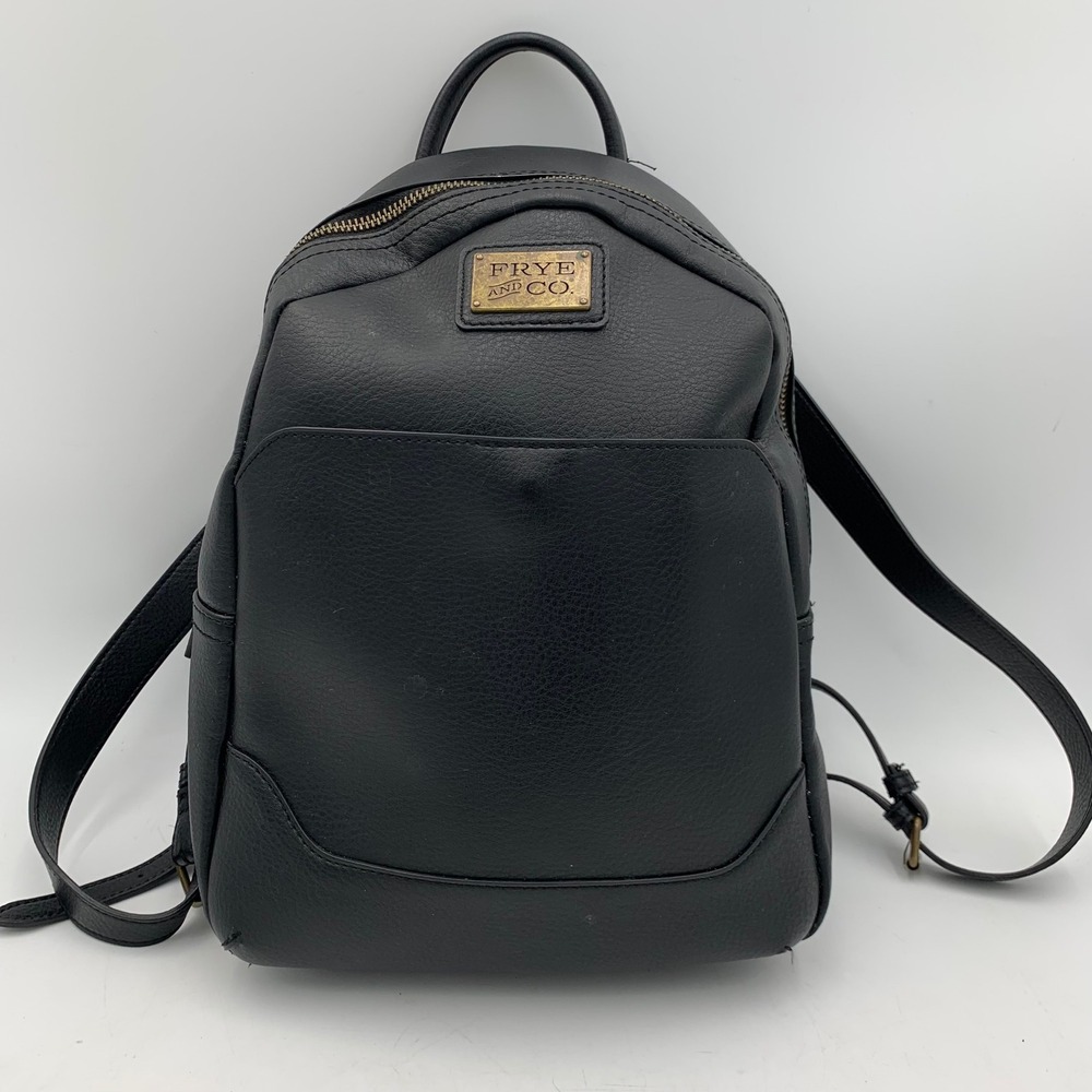FRYE AND CO Backpack Bag Black Vegan Leather 13X9X5 Minimalist Classic Travel